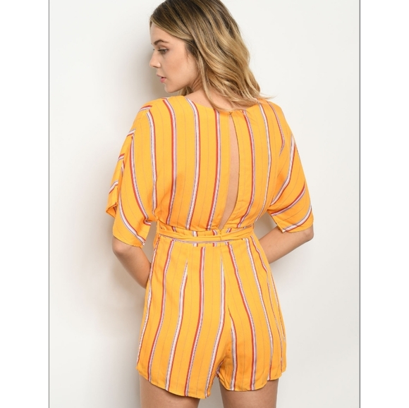 Le Lis Yellow Striped Romper - Picture 2 of 2